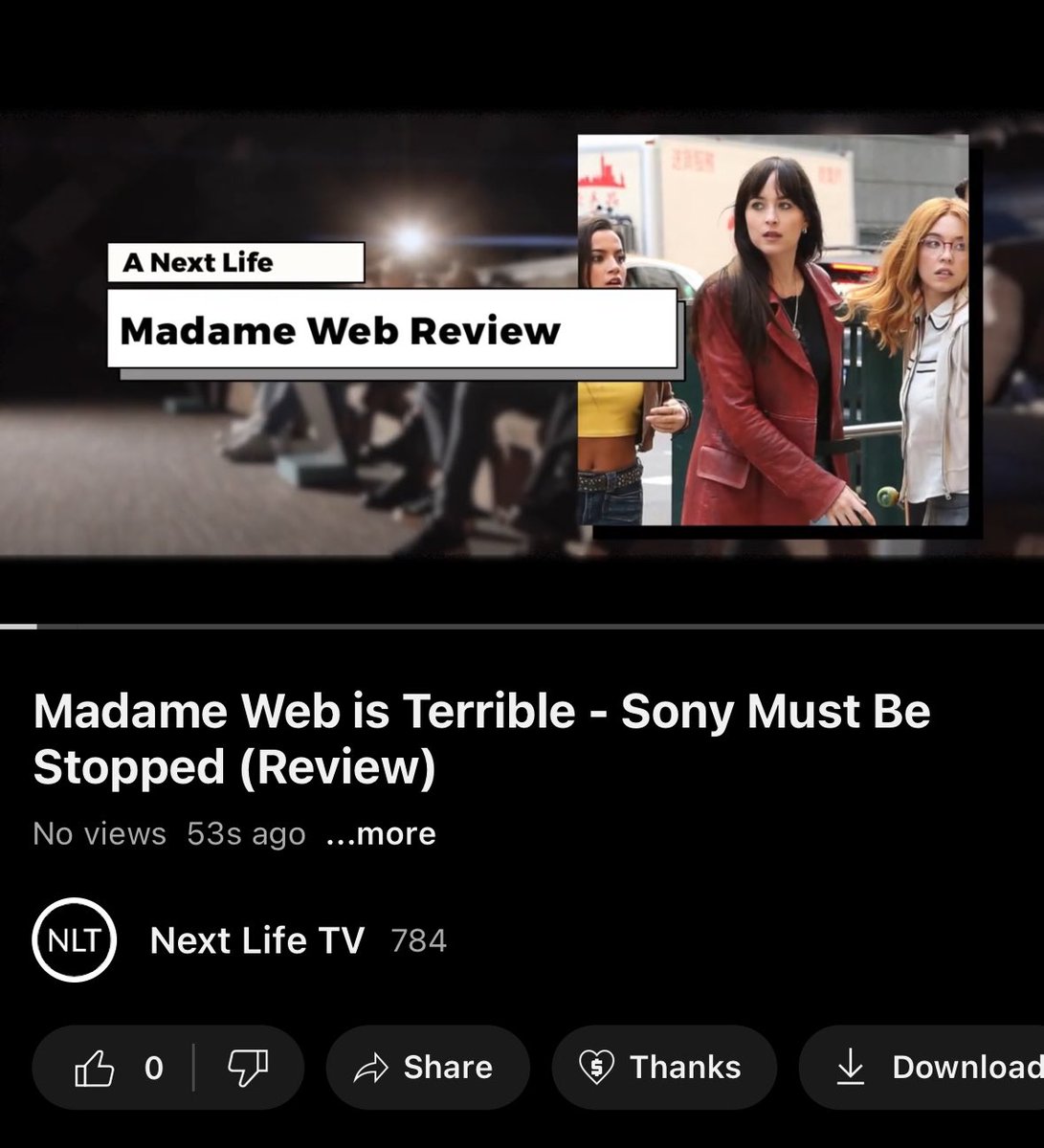 NextLifeTV's tweet photo. I did a movie review for the new #MadameWeb movie and yeah…it’s as bad as everyone says it is https://t.co/4T4NvE7KfI https://t.co/F4cBun83hG