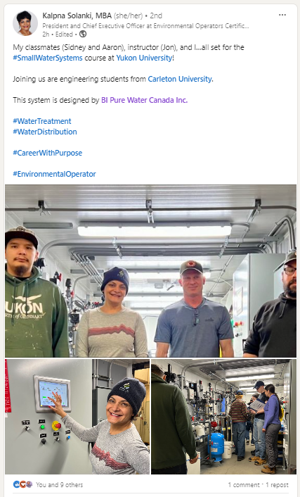 BI_Purewater's tweet photo. @YukonUniversity continues to inspire students to prepare for their @EOCPBCY exams on #SmallWaterSystems.
BI Pure Water partnered with YU to produce the University's first ever #mobile operators lab.
#watertreatment #water #community #Yukon #growth #empowerment https://t.co/NZtlcWs1ao