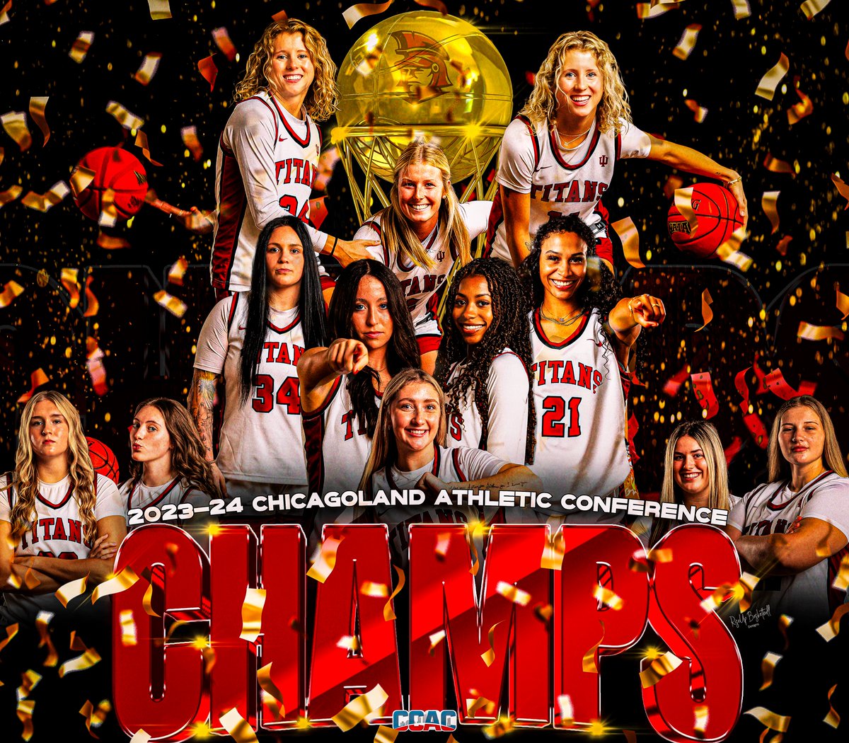 🏆🏀 RISE, TITANS, RISE! 🏀🏆

The moment has arrived to paint the town red with our victory! With this past Saturday's win versus Roosevelt University, our unstoppable Titans have clinched their second consecutive regular season conference title!

👑#BackToBack #CACChamps2024👑