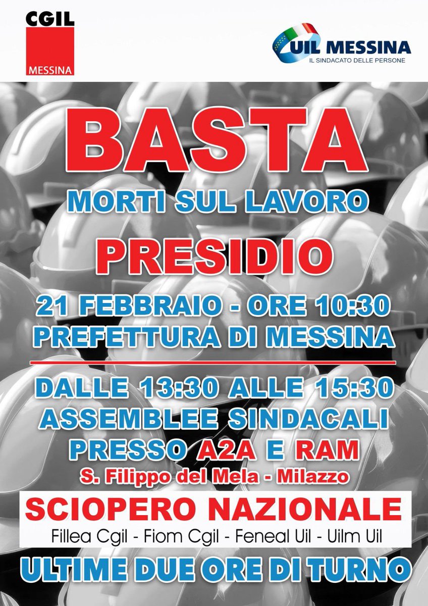 #bastamortisullavoro
@FENEALUIL_ @UILofficial  @UILmessina