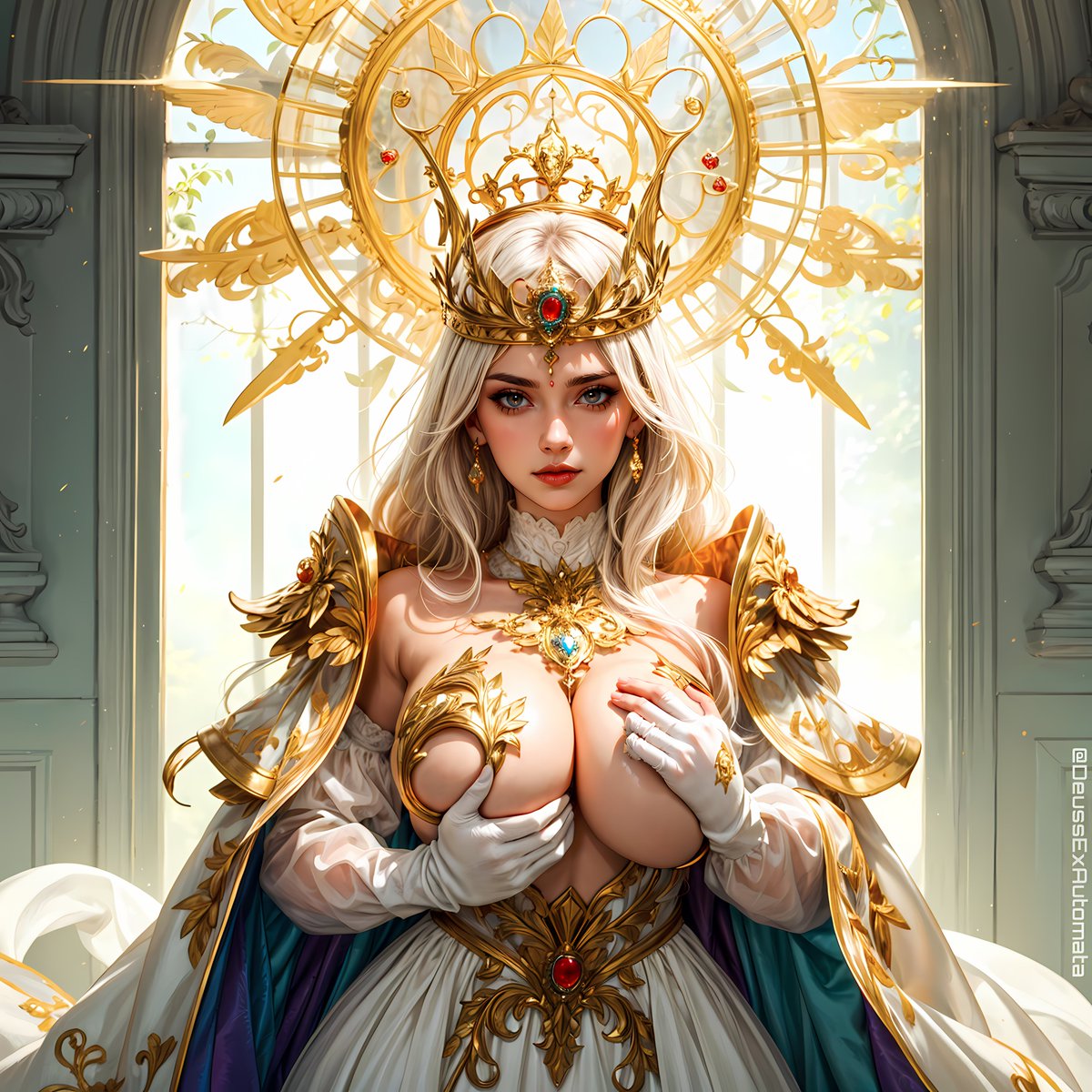 "You wouldn't dare desecrate my holy domain with lewd thoughts, would you? I would be forced to enact  sacred justice upon you"

For #HolyQueenAiChallenge by <a href="/Holo_Hottie/">HoloHotties</a>
