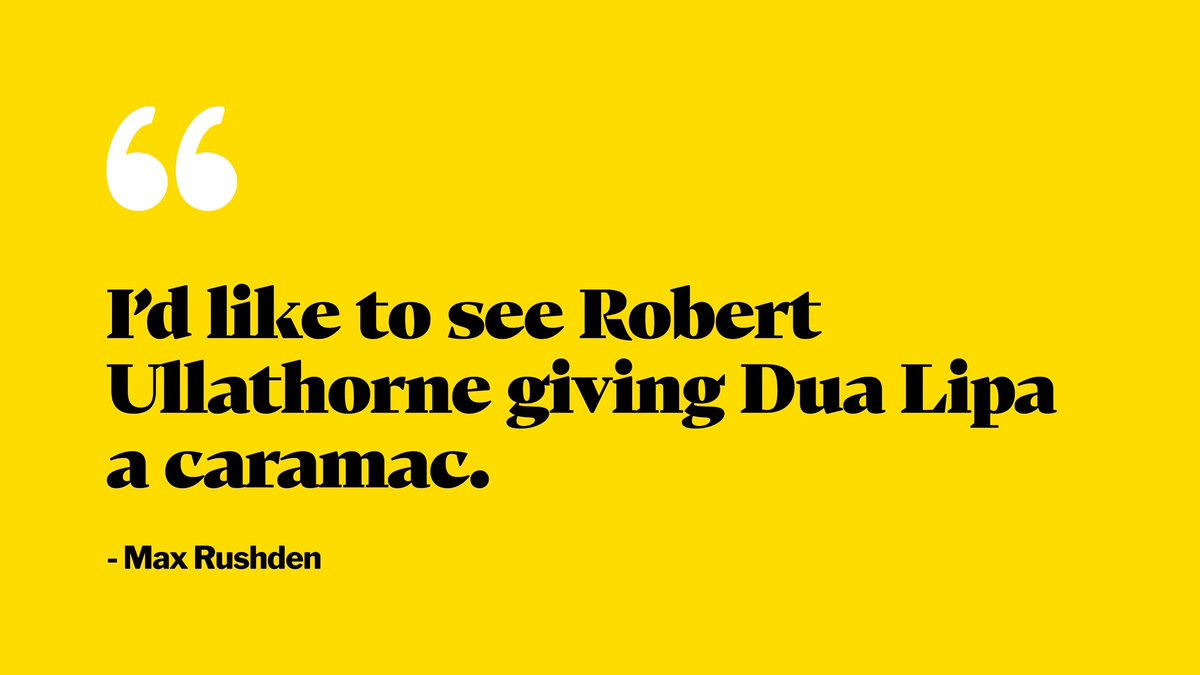 “I’d like to see Robert Ullathorne giving Dua Lipa a caramac.” - Max Rushden 🍫 #OOCFootballWeekly #FootballWeeky @maxrushden @bglendenning @lucyjward_ @barneyronay