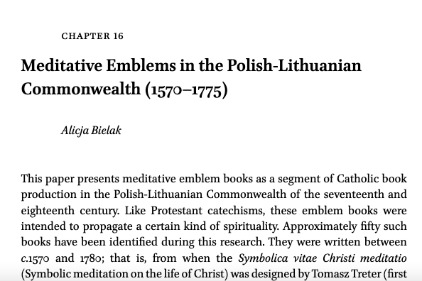 AlicjaBielak's tweet image. A sum-up paper of my 4 years-long #Preludium @NCN_PL  project on meditative #emblems in a splendid monograph &quot;Early Modern Catholicism and the Printed Book&quot; ed. by @kz_justyna &amp;amp; M. Komorowska - thank you once again for wonderful cooperation and support in improving the chapter!