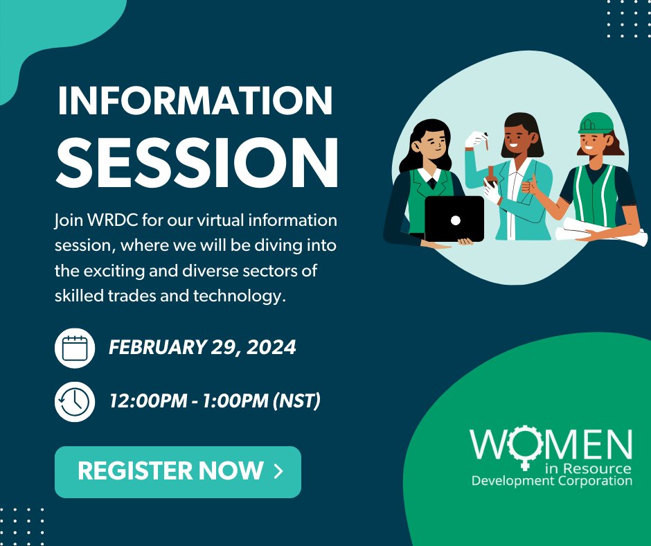 Join WRDC for our virtual information session!

This month’s information session will focus on our Orientation to Trades &amp; Technology program, and the upcoming class at <a href="/CNA_news/">College of the North Atlantic</a> Bay St. George Campus!

Register now ➡️ wrdc.ca/event-cal/virt…