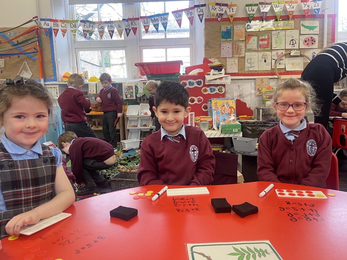 StCharlesGla's tweet image. Primary 1 were learning to add using #TenFrames. A ten frame is a simple tool for teaching Maths. They help children to develop #NumberSense and early Numeracy skills. They children REALLY enjoyed writing out the #Addition sums on the tables! #MathsIsFun @glasgowcounts