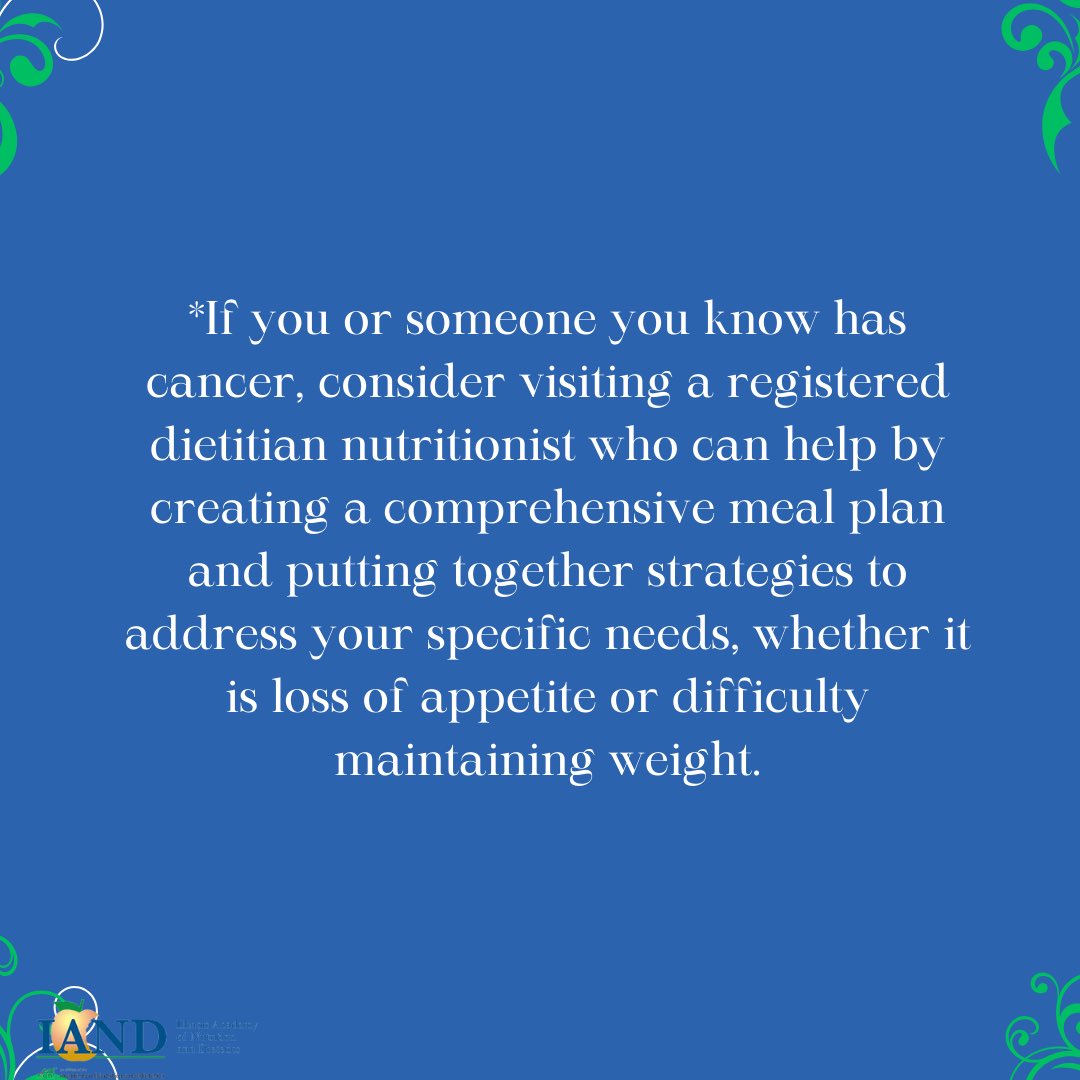 Want to reduce your risk of cancer? 🎗️ A healthy lifestyle can make a difference! Get tips and guidance on the role nutrition can play in cancer prevention during #NationalCancerPreventionMonth: sm.eatright.org/ReduceCancerRi… #eatright
