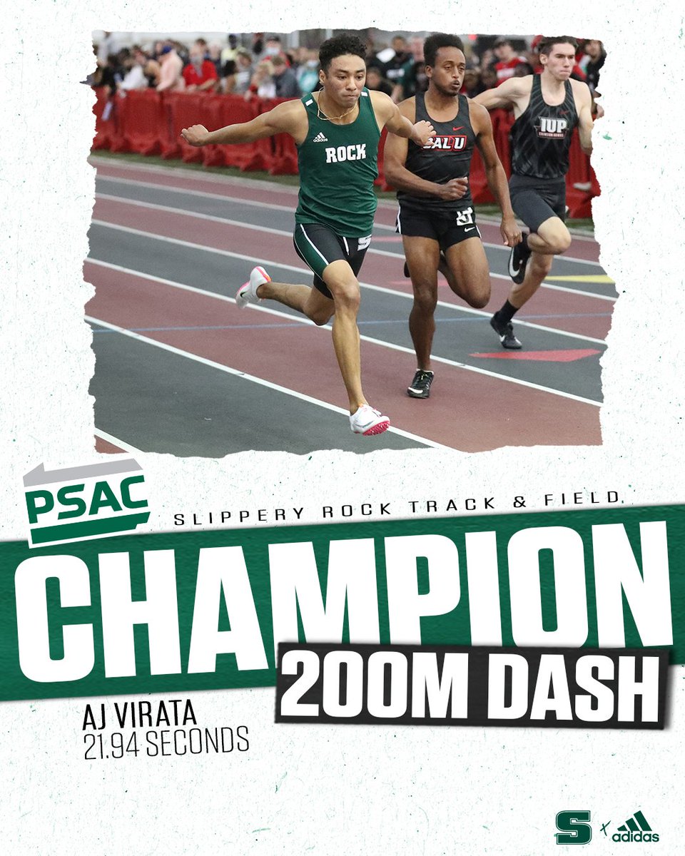 MT&amp;F: AJ Virta repeats as PSAC champion in the 200-meter dash in 21.94 seconds. Virata and Kanye Thompson (60m) give The Rock a sweep of the short sprint titles Monday at the PSAC Championships!