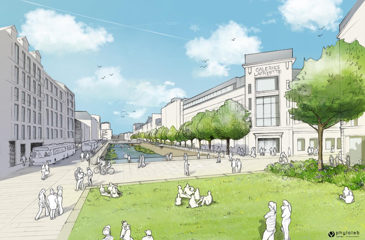 metropolerennes's tweet image. Premières images des quais Vilaine sans parking, présentées aux élus #Rennes #CMRennes
En 2028, un fleuve à l'air libre, des pontons, un belvédère, 200 arbres et 4500 m2 d'espaces désimperméabilisés devant République.
&amp;gt; metropole.rennes.fr/parking-vilain…
#teamarchi Phytolab @AgenceUnite...