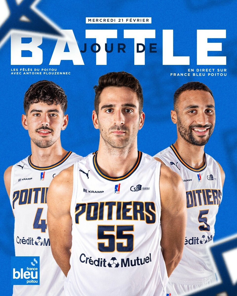 icipoitou's tweet photo. EVENEMENT 🎤🏀 : Ce mercredi 21 février, les joueurs du
@pb86officiel deviennent vos Fêlés du Poitou de 16h50 à 18h00 ! A votre avis, qui d'Imanol Prot, Charly Pontens ou Kévin Harley remportera cette Battle spéciale ?
#GoPB #PB86 #Poitiers
➡️ https://t.co/b57d4wo2CZ https://t.co/VEwHcZEqr9