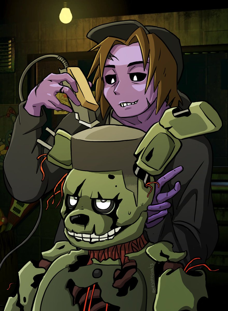 staogemosewa's tweet photo. WHAT IF SPRINGTRAP GOT A LOW TAPER FADE⁉️⁉️

#FNAF #fnaffanart #springtrap #michaelafton https://t.co/QOhJa2T6h5