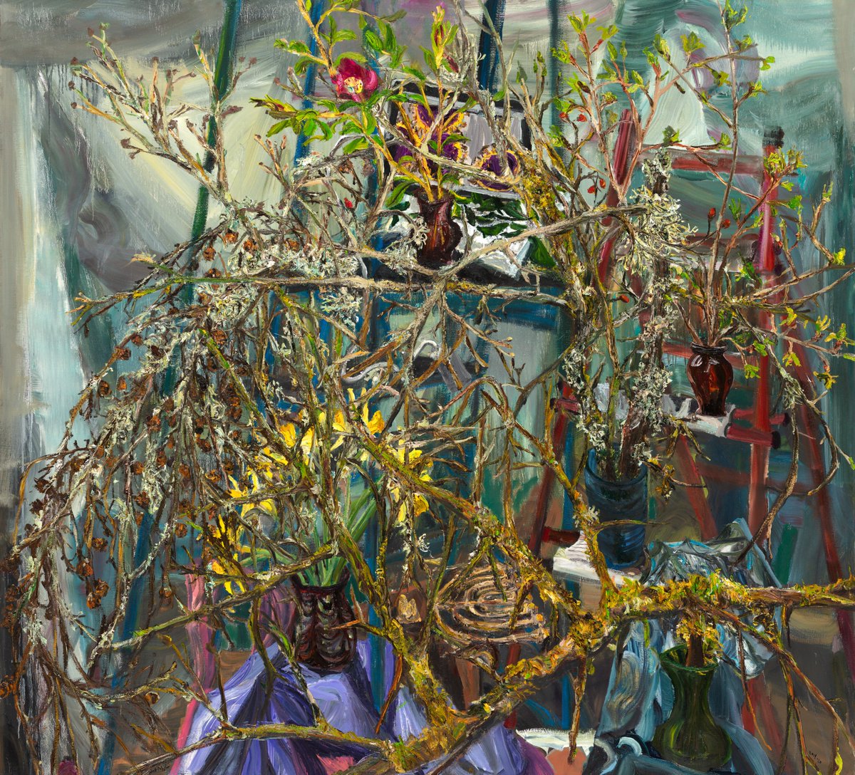 Nick Miller’s painting – Branching and fragmenting: Tikkun Olam, 2019-2020, oil on linen. A Matter of Time at the @CrawfordArtGall