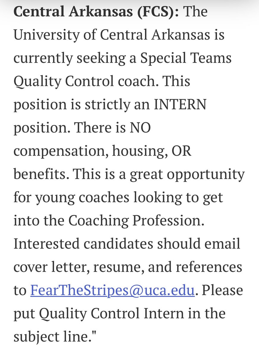 Looking for a young energetic coach. •Work directly with the special teams coordinator. •Title will be QC/ assistant specials teams. •Will have your own room. •Experience with XO’s and power point.