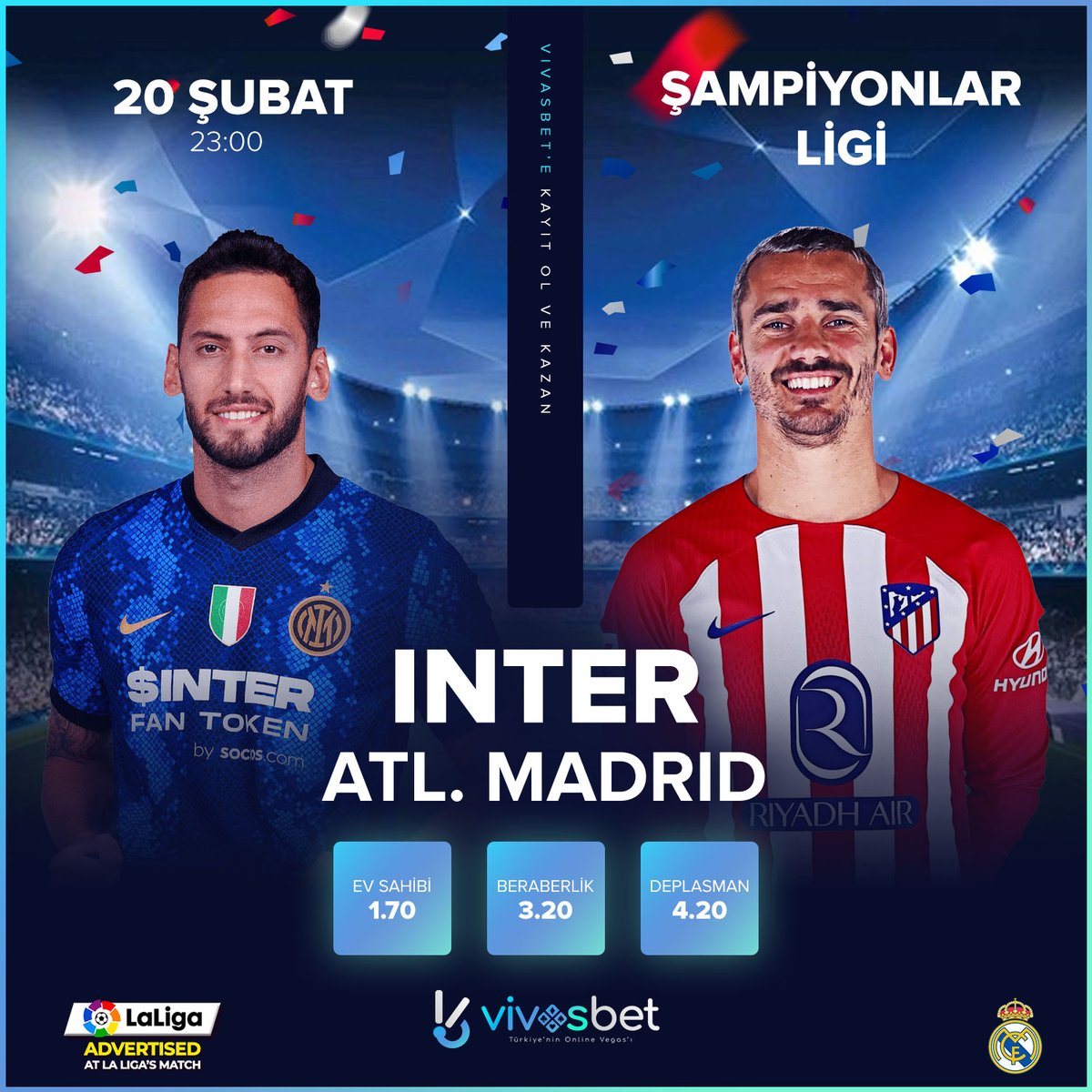 vivasbet's tweet photo. ‼ Eşsiz Fırsatlar ile Bahsin Keyfini Sonuna Kadar Yaşa!

⚽ #Inter 🆚 #AtleticoMadrid

💯HOŞ GELDİN BONUSU
💯SPOR YATIRIM BONUSU
💯ANLIK KAYIP BONUSU

#Spor #Casino #Slot #vivasbet #Bitcoin #vivasbetgiris #bahis #freebet #bonus https://t.co/EzYV9zoS2r