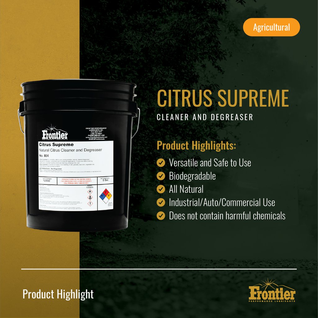 Unleash the power of nature with Frontier Lubricants' CITRUS SUPREME Cleaner and Degreaser! 🍊🌿