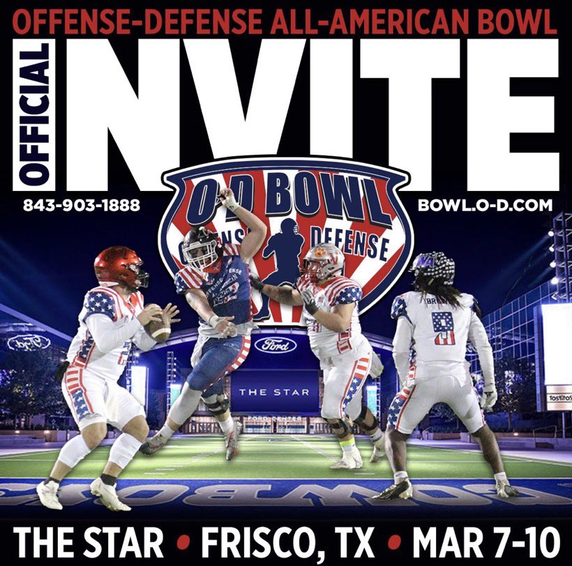 Honored to be invited to the @ODFBall All-American Bowl! 
#OD4life 
@JaredClark2 @CoachJonHaskins @Mooney_FB