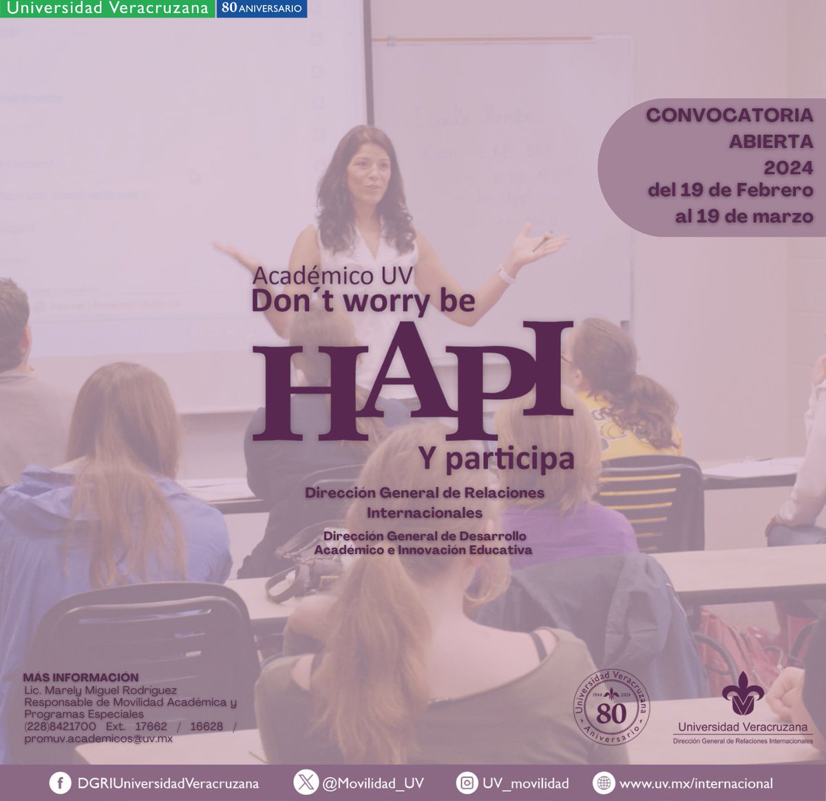 #AcadémicoUV ¡No te pierdas la oportunidad de participar en la convocatoria Programa de Habilitación del Perfil Internacional HAPI-UV! Donde podrás fortalecer tus competencias globales y contribuir al desarrollo de la UV.
uv.mx/movilidad/hapi…
Y recuerda, ¡Don't worry, be HAPI!