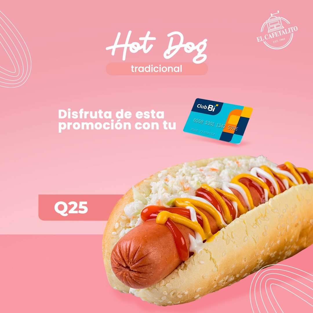 El_Cafetalito's tweet image. Prueba el auténtico Hot Dog Tradicional por solo Q25.

¡Promo con Club Bi!
#ClubBi #Promoción #Hotdog #Tradicional #Sabor #ParaelLunch #ElCafetalito