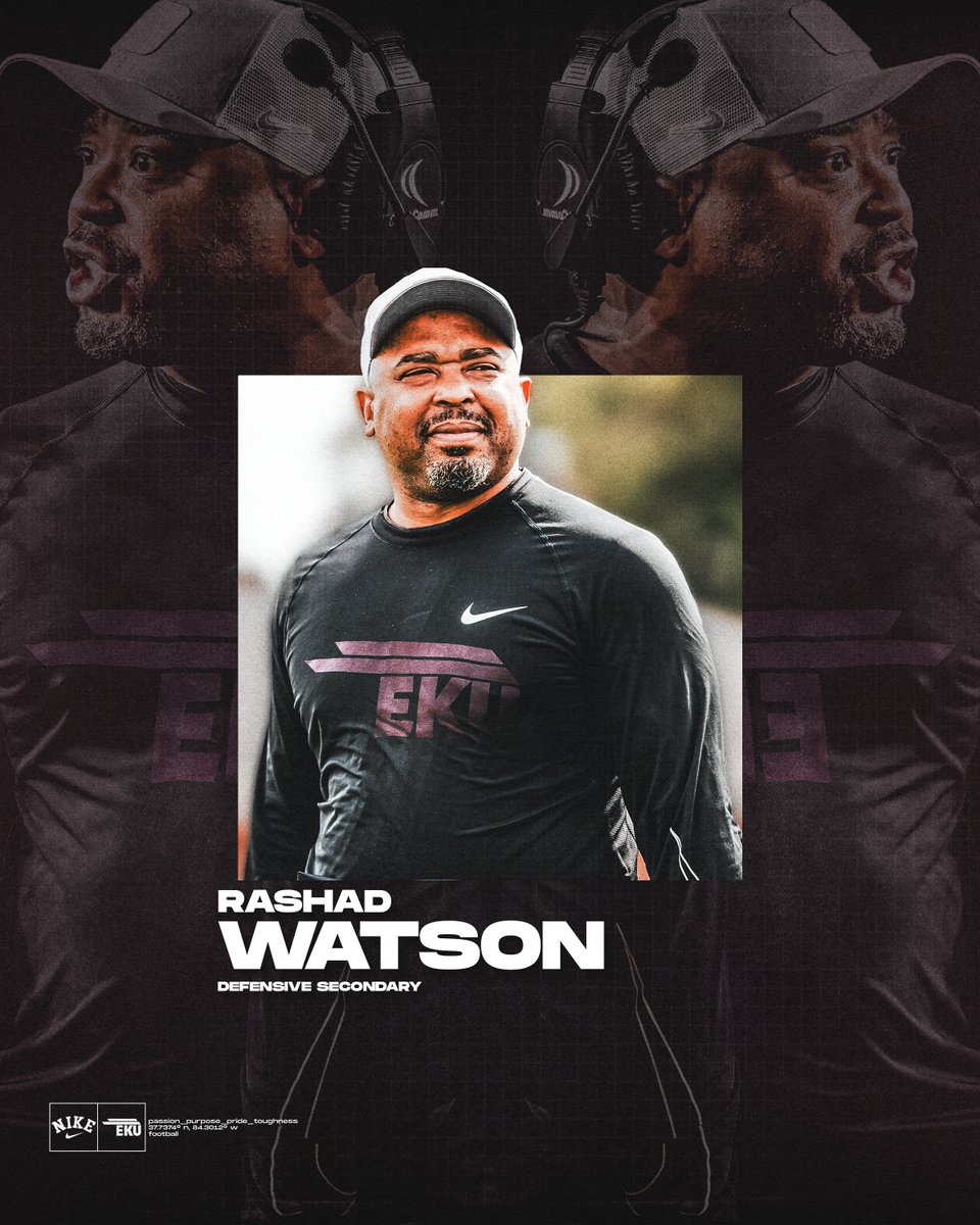 EKUFootball's tweet photo. Join us in welcoming new defensive secondary coach Rashad Watson to Richmond and #ColonelNation!

#E2W | #MatterOfPride

https://t.co/vS4irz13gW https://t.co/bz1TTQYTG2