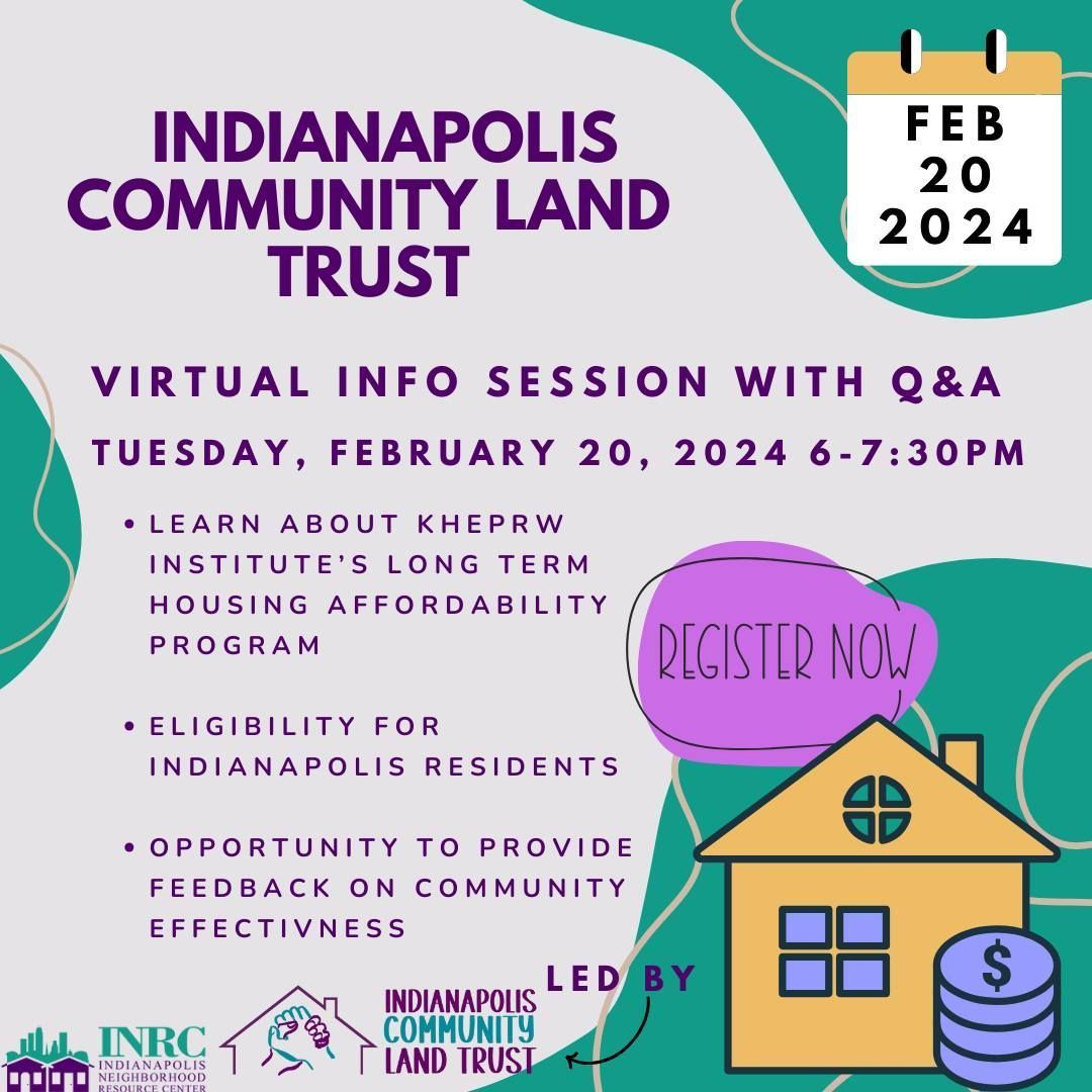 Are you interested in learning about the Indianapolis Community Land Trust? Check out this Virtual Town Hall which will be held tomorrow night! Click here to register zurl.co/qNGl