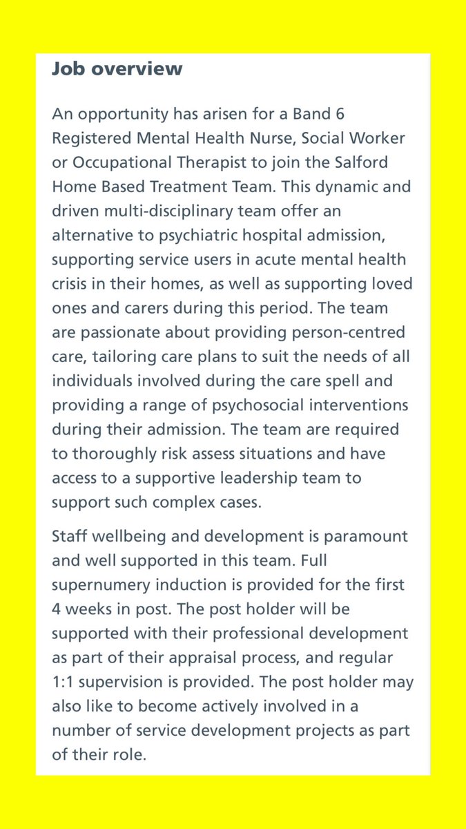 Cara Oates (@caraoates1) on Twitter photo Come & join our fantastic HBT team in Salford ⭐️
Great team, focussed on service development, improving patient care & promoting staff wellbeing.
<a href="/GMMH_NHS/">Greater Manchester Mental Health</a>
gmmh.nhs.uk/vacancies/#!/j…
#AlwaysThereSalfordUrgentCare Come & join our fantastic HBT team in Salford ⭐️
Great team, focussed on service development, improving patient care & promoting staff wellbeing.
<a href="/GMMH_NHS/">Greater Manchester Mental Health</a>
gmmh.nhs.uk/vacancies/#!/j…
#AlwaysThereSalfordUrgentCare