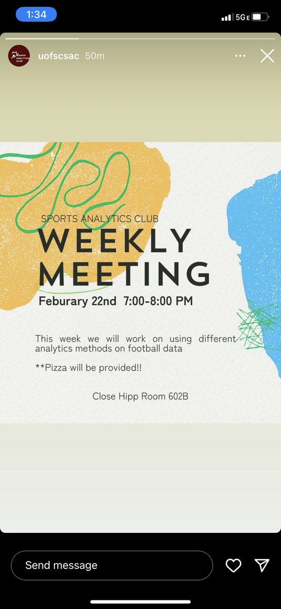UofSCSAC's tweet photo. Come join us this Thursday at 7PM in close hipp room 602B for our next meeting! We will have pizza for the members 🍕 https://t.co/ul2djZ6MfF