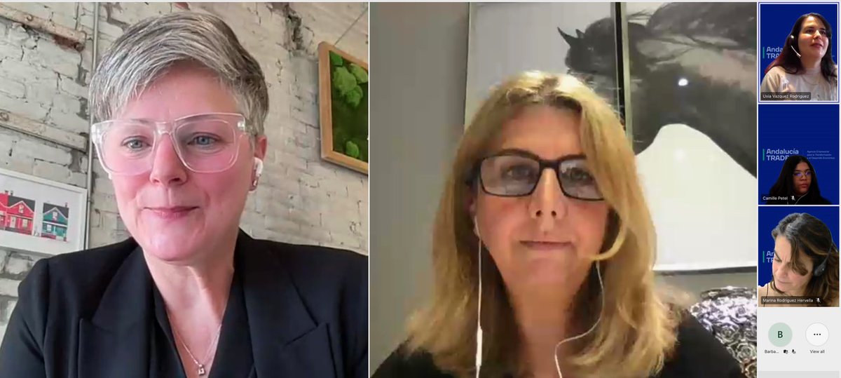 📰Marie-Claude Parenteau-Lebeuf, directrice générale de l'APDIQ, a présenté les spécificités du marché québécois de la construction à des entrepreneurs andalous au cours d'un webinaire organisé par Andalucía TRADE.  bit.ly/42HPu5v
#apdiq #marchédesignintérieur