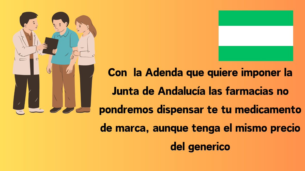 Con esta adenda los andaluces volveremos a ser de segunda. La libertad de elección debería de ser igual en toda España #stopsubastaencubierta #impuestobonilla #sosfarmaciaandaluza  <a href="/JuanMa_Moreno/">Juanma Moreno</a>  <a href="/NunezFeijoo/">Alberto Núñez Feijóo</a> <a href="/LinaGarcia_AND/">Catalina García</a> <a href="/elmundoes/">EL MUNDO</a> <a href="/abc_es/">ABC.es</a>
