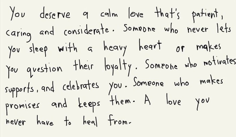"A love you never have to heal from" is such a beautiful phrase, wow.