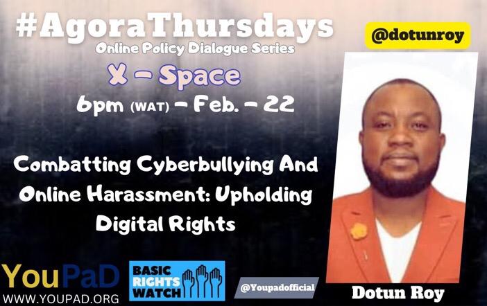 I will be leading this conversation on Combating Cyberbullying via X (Twitter) Space this Thursday! Stay tuned and don't forget to use #AgoraThursday to join and follow this conversation on X space (Twitter) #dotunroy