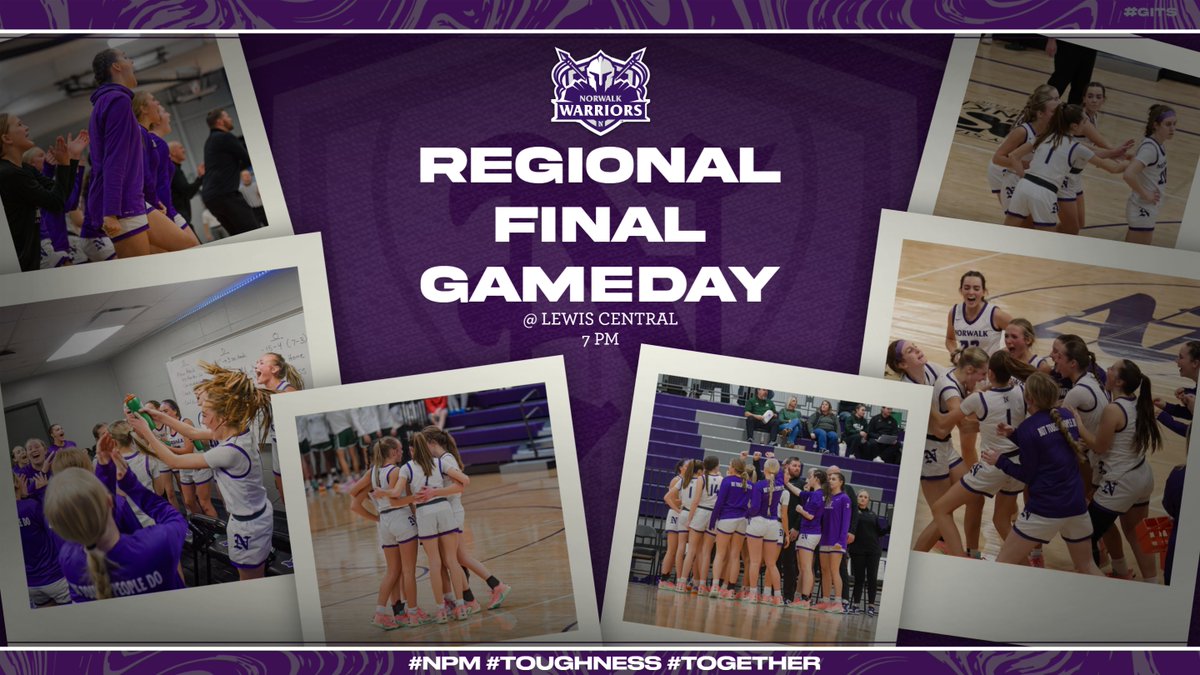 Norwalk Girls Basketball (@norwalkgbb) on Twitter photo ❗️REGIONAL. FINAL. GAMEDAY.❗️#NPM #TOGETHER
🏀 Region 8 Regional Final
📍 Lewis Central HS
⏰ 7:00 PM
🎟️ gobound.com/ia/ighsau/girl…
📺 fan.hudl.com/lctitans
📻 kniakrls.com
📸 <a href="/Vicki_Born/">Vicki Born</a> | Lynda Downs ❗️REGIONAL. FINAL. GAMEDAY.❗️#NPM #TOGETHER
🏀 Region 8 Regional Final
📍 Lewis Central HS
⏰ 7:00 PM
🎟️ gobound.com/ia/ighsau/girl…
📺 fan.hudl.com/lctitans
📻 kniakrls.com
📸 <a href="/Vicki_Born/">Vicki Born</a> | Lynda Downs