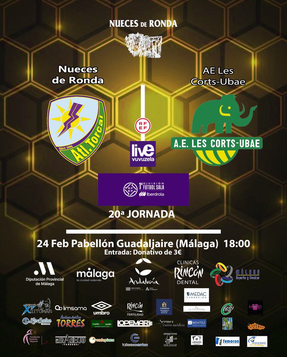 Vuelve la liga a #Guadaljaire y por SOLO 10€ puedes sacar el abono de 2ª vuelta!!!

⚽️ 20ª Jornada
📍Guadaljaire 
 🆚 <a href="/MamutsLesCorts/">A.E. Les Corts-UBAE</a> 
⏰ 🇪🇸18:00 🇯🇵 01:00 🇧🇷13:00   🇺🇦 19:00
<a href="/futsalrfef/">Futsal RFEF</a> #ligaiberdrola