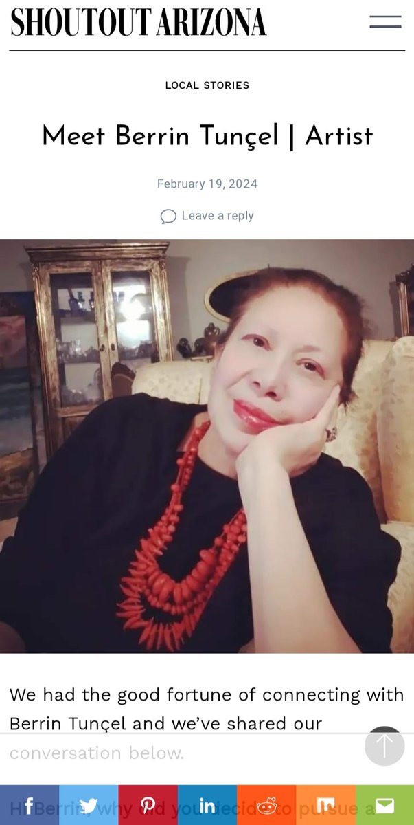 tuncel_ii's tweet photo. #New #Interview o #BerrinTuncel is #now #alive #new @voyagephoenixmag #US #Journalist starts his #article by citing about the "#good #fortune" of #meeting  @artistberrintuncel #some #facts #about #her #childhood #life #career #struggles in #her #home #country as a #woman #artist https://t.co/vEvw4YcgJ5