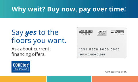 Increase Your Buying Power*

12 months special financing available*

*with approved credit. Ask for details.

#flooringstore #financingavailable #financingoption #buynowpaylater