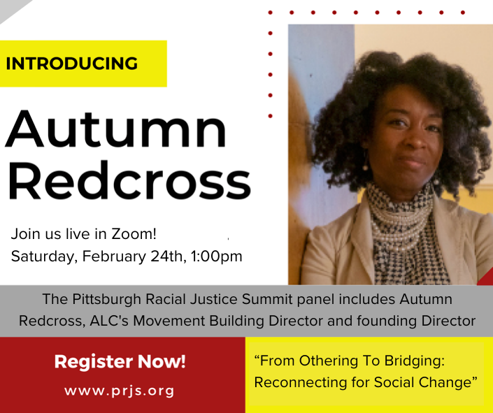 justicepgh's tweet photo. The Pittsburgh Racial Justice Summit is this Saturday!
One of our panelists is Autumn Redcross, founding Director of the ALC Court Watch program!
The Summit is live in Zoom, plus small group discussions to build community.
Register now at https://t.co/dX2k1RJ9Uj
#PRJS2024 https://t.co/wpfqZjhzsg