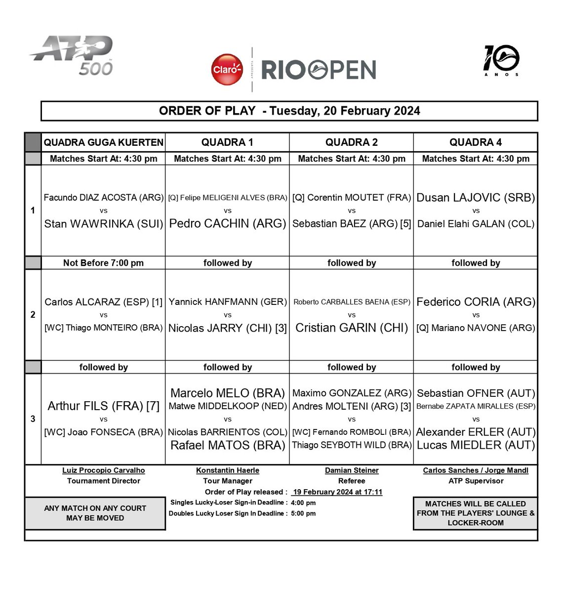 RioOpenOficial's tweet photo. Já temos a programação da super terça do #RioOpen10Anos! 🎾💥 https://t.co/YpCmjxjeO3