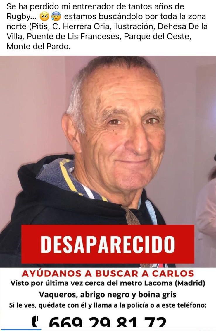 El amigo del padre de una amiga ha desaparecido. Si podéis compartirlo se agradece!! 🥺