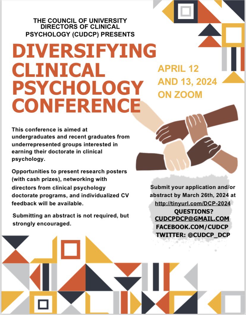 🚨Less than 2 months away! Undergrads and recent grads, we hope you continue to register for our VIRTUAL Diversifying Clinical Conference. We look forward to meeting you in April!! 😄 Registration link: tinyurl.com/DCP-2024
