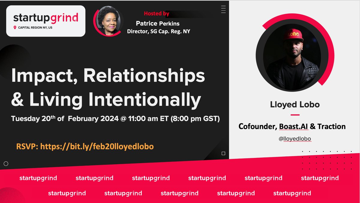 StartupGrindALB's tweet photo. Tomorrow,  the "story behind the story"  @lloyedlobo community-led growth phenom &amp; author of WSJ bestselling book, "From Grassroots to Greatness."
Topics incl. founder self-care &amp; mental health &amp; wellness
RSVP https://t.co/gX1JrFvJn0
@RenscoChamber @TechCrunch @RobertManasier @m https://t.co/cuctP0o63L