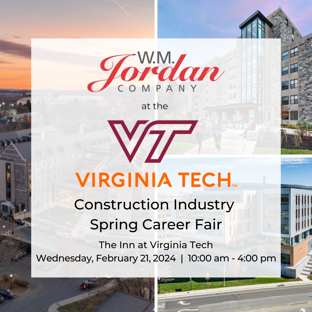 WMJordan_Co's tweet image. Calling all @virginia_tech  Hokies! #WMJ will be at the @VTMLSoC Construction Industry Spring Career Fair on Wednesday and we cannot wait to say hello!

#construction #buildthebest #buildwhatmatters #buildyourfuture