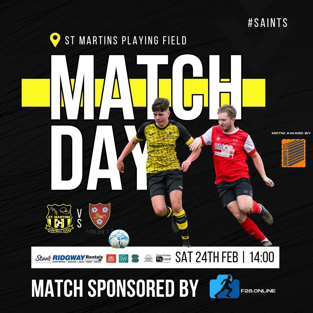 Next Up for the Saints ⬇️ 

🆚 <a href="/LudlowFC/">Ludlow Town FC</a> 
📆 24/02/24
⏱️ 14:00
🏟️ St.Martins Playing Fields, SY11 3AR
🏆 <a href="/SalopLLeague/">Salop Leisure League</a> Premier Division
🎟️ Free (Donations Welcome) 

Match Sponsor - <a href="/F28online/">Andrew Donnison</a> 
MOTM Sponsor - Allumroll Garage Door Installations