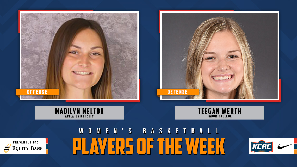 Madilyn Melton of <a href="/Avila_Athletics/">Avila Athletics</a> and Teegan Werth of <a href="/GoTaborBluejays/">Tabor College Athletics</a> Earn KCAC Women's Basketball Weekly Honors, presented by <a href="/EQUITYBANK/">Equity Bank</a>! #KCACwbb #LetsBuildEquity #LetsBuildLeaders

kcacsports.com/news/2024/2/19…

<a href="/NAIA/">NAIA</a> <a href="/NAIAWomensHoops/">NAIA WBB Hoops Report</a>
