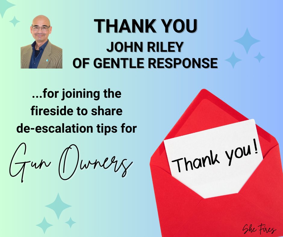 _SheFires's tweet photo. Thank you for everyone who joined Sunday's LIVE with John Riley sharing de-escalation tips for gun owners. Enjoy the replay on YouTube. Sorry for the video quality issue, but you're still able to listen in on an enlightening and informative discussion with @Gentle_Response https://t.co/WcKVlmUlHS