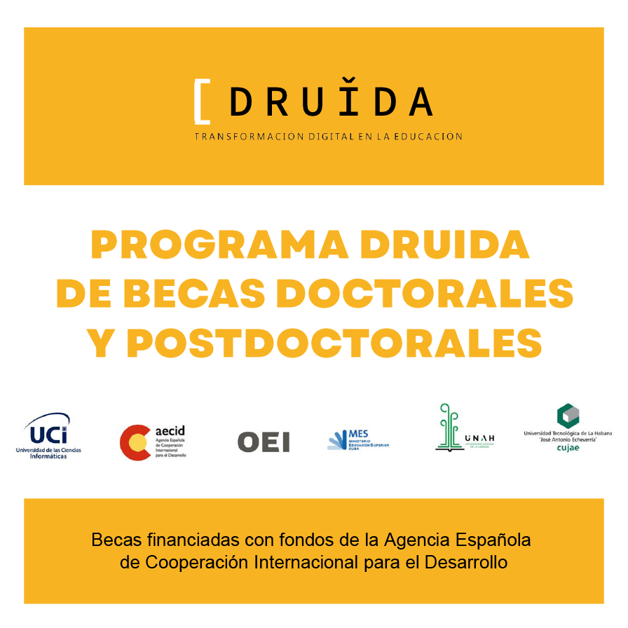 #Entérate 👉 Programa de becas para estancias doctorales y posdoctorales del Proyecto DRUIDA "Transformación Digital en la Educación".

👉 Cierre de convocatoria: 15 de marzo 2024

Todos los detalles➡️ uci.cu/investigacion-…

#SomosUCI #UniversidadCubana <a href="/Druida_Cuba/">Red Druida Cuba</a> <a href="/CubaMES/">MES</a>