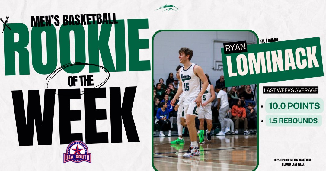 Congratulations to Ryan Lominack of @gopeacembb being named USA South Men’s Basketball Rookie of the Week! This is Lominack’s third time receiving this honor this year. #PacerNation | #d3hoops