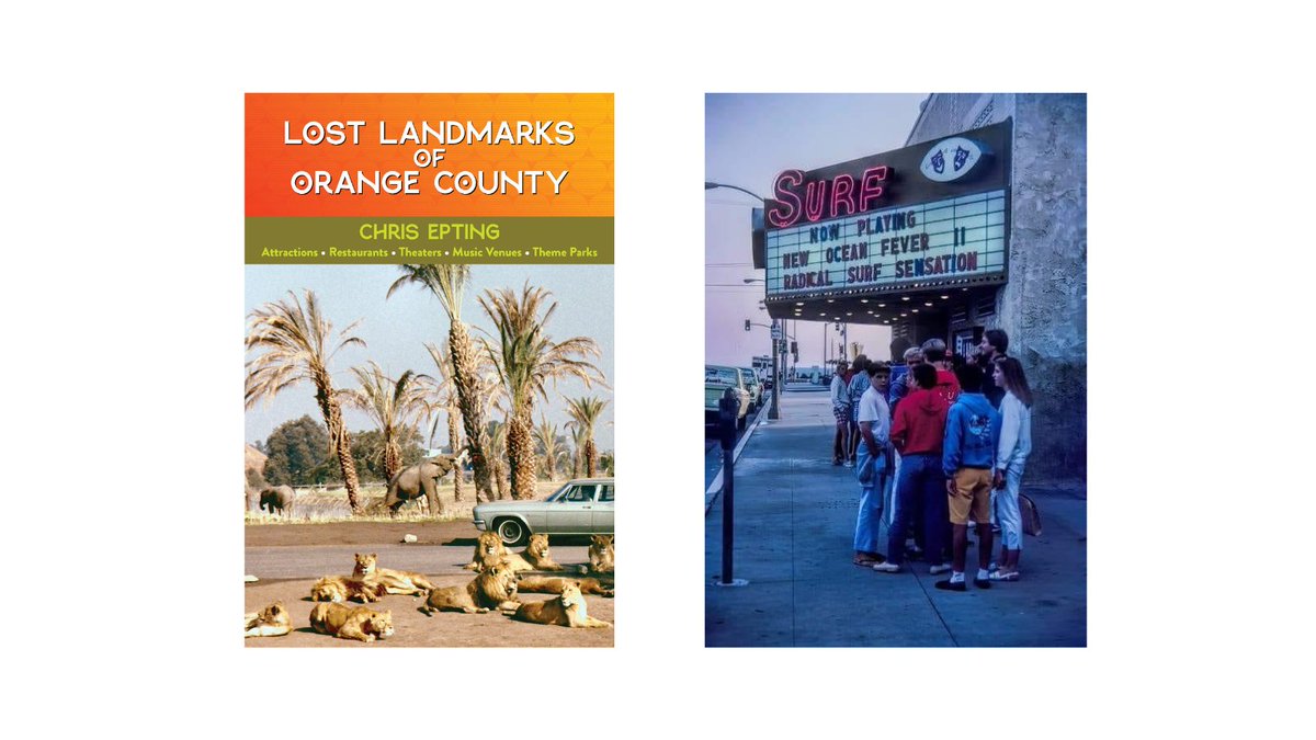 Lost Landmarks of Orange County, by @chrisepting brings to life long-gone landmarks across the OC . The Surf Theater in Huntington Beach became renowned not only for showcasing first-run surf films but also for hosting a wide range of cinematic experiences. #theOC #ochistory