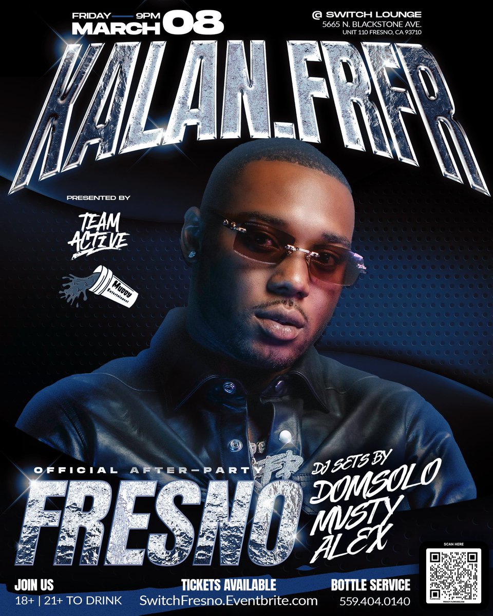 activearnoldd's tweet image. JUST ANNOUNCED @kalanfrfr LIVE AT SWITCH NIGHT CLUB (18+) March 8
linktr.ee/teamactivellc 
#fresno #fresnoca #fresnocounty