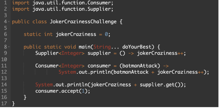 RafaDelNero's tweet image. Are you prepared to confront the Joker Lambda Challenge? 🃏 Level up your Java expertise by mastering functional interfaces such as Supplier and Consumer. 

 bit.ly/3Fu1mNJ

#JavaChallenge #LambdaLearning #CodeSkills