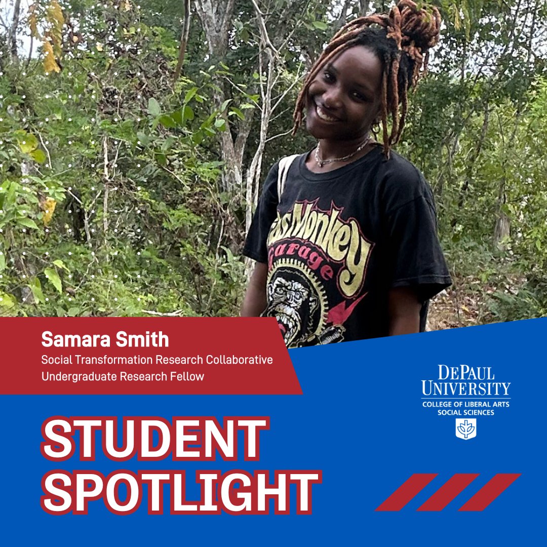 DePaulLAS's tweet photo. Samara Smith, is a political science major with a minor in history. While studying abroad, Samara is also a part of DePaul's Black Equity Initiative Committee. Read more about Samara: https://t.co/gIaRQj8Bkt
#DePaulLAS #socialtransformation #politicalscience #history #education https://t.co/GTzbmKZXv4