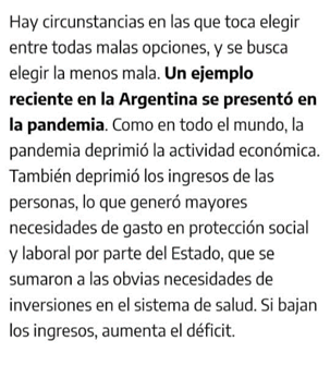 Juli_Strada's tweet photo. A los que hablan de economía desde el “peronismo racional” y a todos los escondidos que aparecen ahora, un poco de seriedad les pido:
Primero: en la pandemia del 2020 se financió el planeta entero con emisión, acá en Argentina el Ministro Guzmán le dio a la maquinita como loco, incluso lo reconoce en su nota del finde, pero claro, si lo dice una mujer se enloquecen (en este punto se comportan igual que los libertarios…para pensar).
Lo más divertido es que el recorte mío que circulan fue del 2021 bancando, en pandemia, la política expansiva ¡del ex Ministro Guzmán! Cuánta generosidad de mi parte.
Segundo: los primeros que decimos que acá en Argentina la emisión sin límites es un problema porque hay restricción externa, somos nosotros. Nos hemos cansado de decirlo. Hice campaña hablando de eso (no sé cuantos en twitter pueden decir lo mismo…¿Scaletta dónde estuviste vos?). Sin dólares no podés expandir la economía.
Tercero: CFK en su carta, párrafo 3, empieza hablando del déficit y de su resolución por el lado de los ingresos, no sólo de los gastos. Capaz no la leyeron.
Cuarto: Ganó Milei. Es presidente. Habla desde el monetarismo y niega la restricción externa. No hay salida en Argentina si seguimos perdiendo en el diagnóstico. El debate es ahí.
Las obsesiones, a terapia.