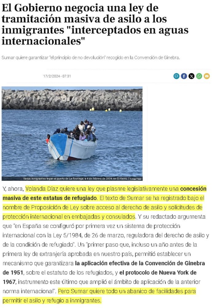 El Gobierno negocia una ley de tramitación masiva de asilo a los inmigrantes 'interceptados en aguas internacionales' Sumar quiere garantizar 'el principio de no devolución'